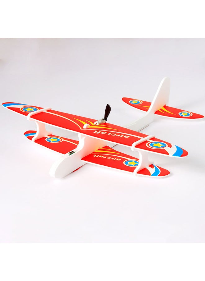 Generic - USB Charging Electric Hand Throwing Foam Aircraft Children's Assembled Biplane Glider Boys Outdoor Model Plays Source-Color:Wright Double Wing No. 3 (with Lights)-Specifications:Four Frames (color Remarks) Will Be Sent Randomly Without Remarks - Image 1