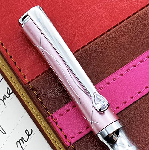 LACHIEVA LUX Nice Elegant Crystal Executive Metal Ballpoint Pen with German-made Refills, Luxury High end Writing Instruments for women-pink - Image 1