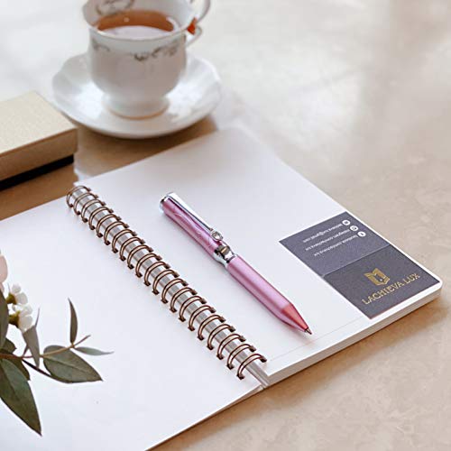 LACHIEVA LUX Nice Elegant Crystal Executive Metal Ballpoint Pen with German-made Refills, Luxury High end Writing Instruments for women-pink - Image 4