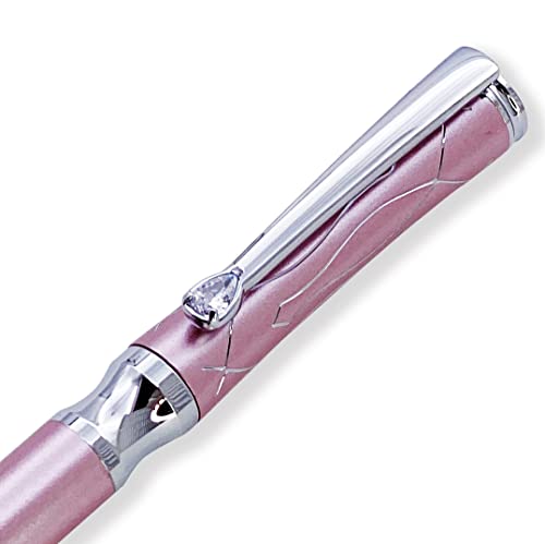 LACHIEVA LUX Nice Elegant Crystal Executive Metal Ballpoint Pen with German-made Refills, Luxury High end Writing Instruments for women-pink - Image 2