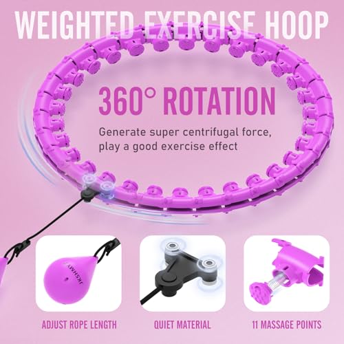 JKSHMYT Weighted Hula Circle Hoops for Adults Weight Loss, Infinity Fit Hoop Plus Size, 30 Detachable Links, Exercise Hoop for Women and Beginners (Purple) - Image 4