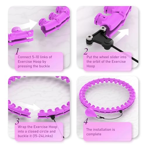 JKSHMYT Weighted Hula Circle Hoops for Adults Weight Loss, Infinity Fit Hoop Plus Size, 30 Detachable Links, Exercise Hoop for Women and Beginners (Purple) - Image 5