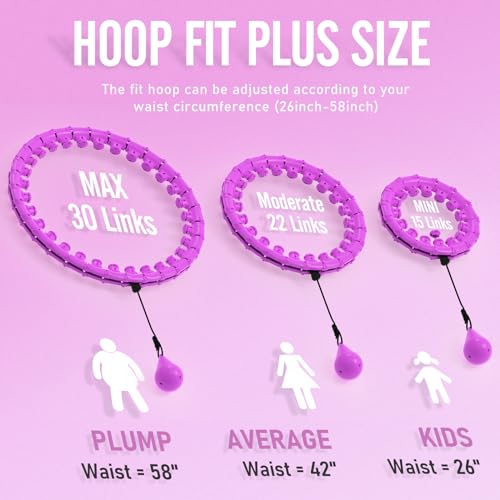 JKSHMYT Weighted Hula Circle Hoops for Adults Weight Loss, Infinity Fit Hoop Plus Size, 30 Detachable Links, Exercise Hoop for Women and Beginners (Purple) - Image 3