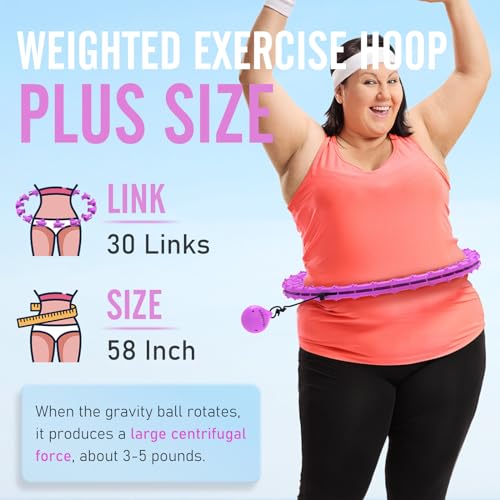 JKSHMYT Weighted Hula Circle Hoops for Adults Weight Loss, Infinity Fit Hoop Plus Size, 30 Detachable Links, Exercise Hoop for Women and Beginners (Purple) - Image 2