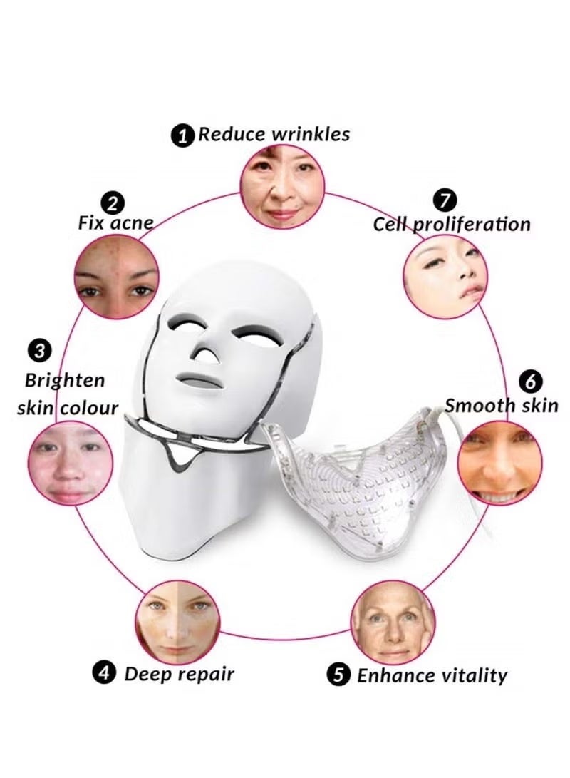 شوبي قناع تجميل الوجه بتقنية LED - جهاز لتجديد البشرة بسبعة ألوان وعلاج حب الشباب - Image 2