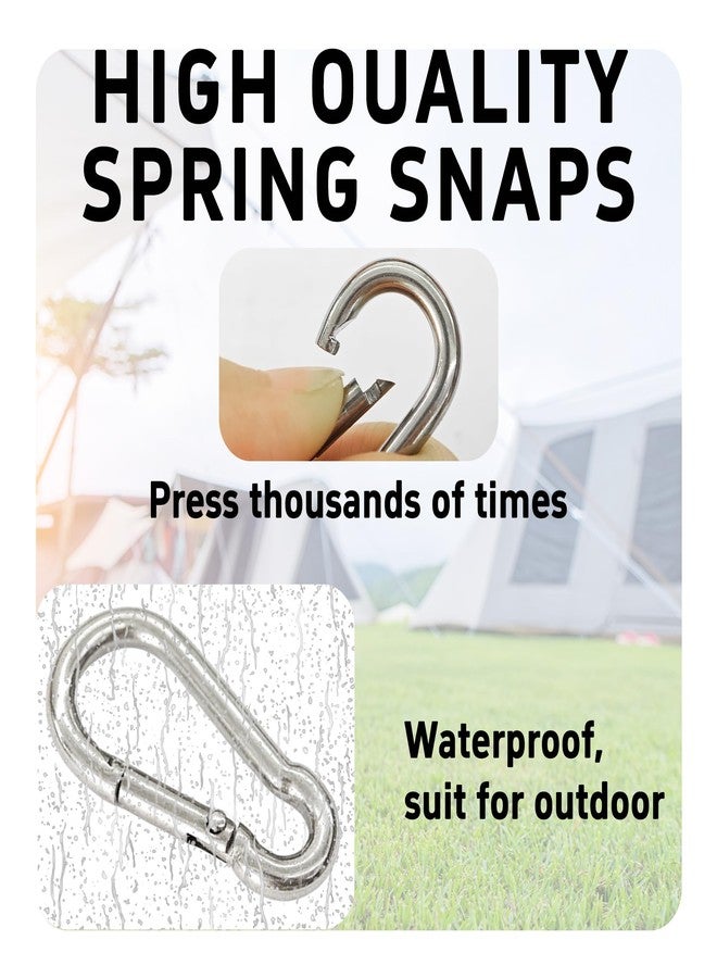 PDETVEO 12PCS M4 Spring Snap Hooks, 1.61 Inch 304 Stainless Steel Quick Link Carabiners, Secure Locking Clips for Outdoor Activities, Hammock Setup, Dog Leash & Keychain Connection - Image 4