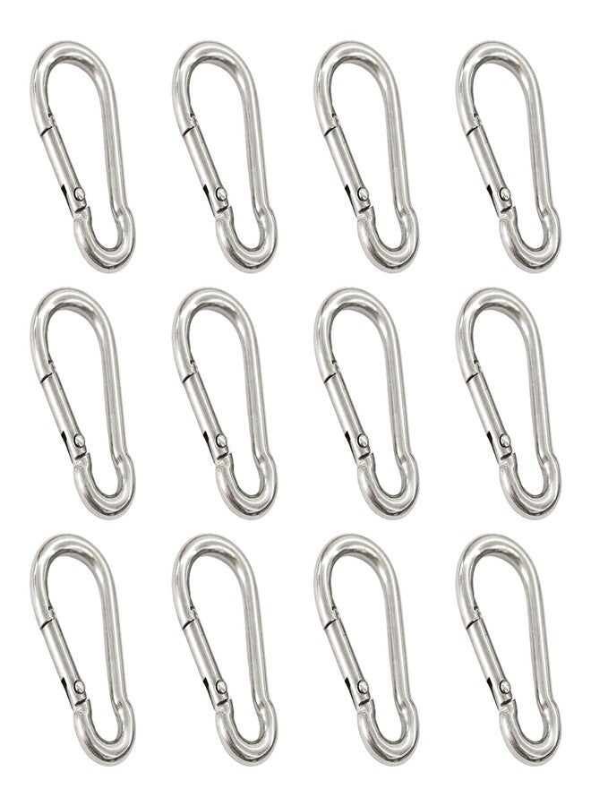 PDETVEO 12PCS M4 Spring Snap Hooks, 1.61 Inch 304 Stainless Steel Quick Link Carabiners, Secure Locking Clips for Outdoor Activities, Hammock Setup, Dog Leash & Keychain Connection - Image 1