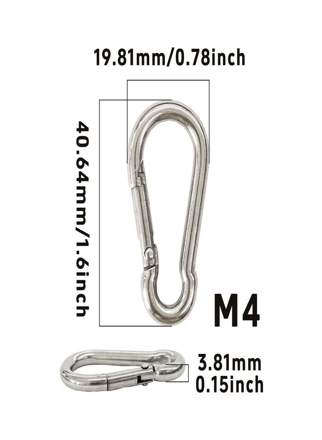 PDETVEO 12PCS M4 Spring Snap Hooks, 1.61 Inch 304 Stainless Steel Quick Link Carabiners, Secure Locking Clips for Outdoor Activities, Hammock Setup, Dog Leash & Keychain Connection - Image 2