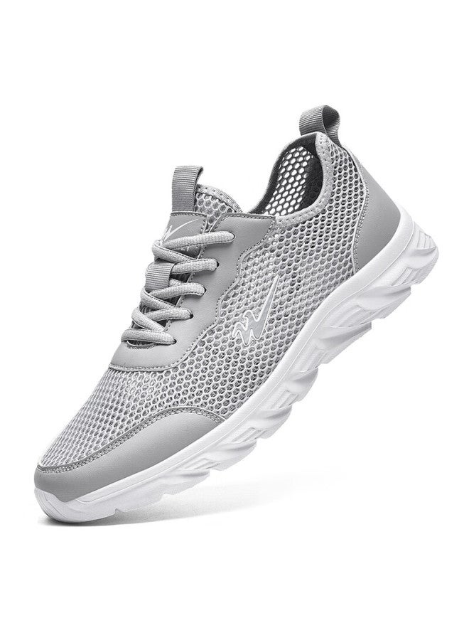 Double Star Eight Special Running Shoes Men's Summer Mesh Breathable Shoes Men's Hollowed-out All-match Work Sports Shoes Gray Size 43 - Image 3