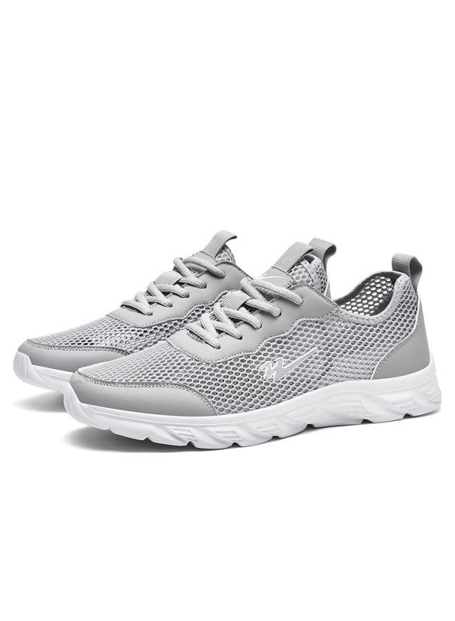 Double Star Eight Special Running Shoes Men's Summer Mesh Breathable Shoes Men's Hollowed-out All-match Work Sports Shoes Gray Size 43 - Image 4