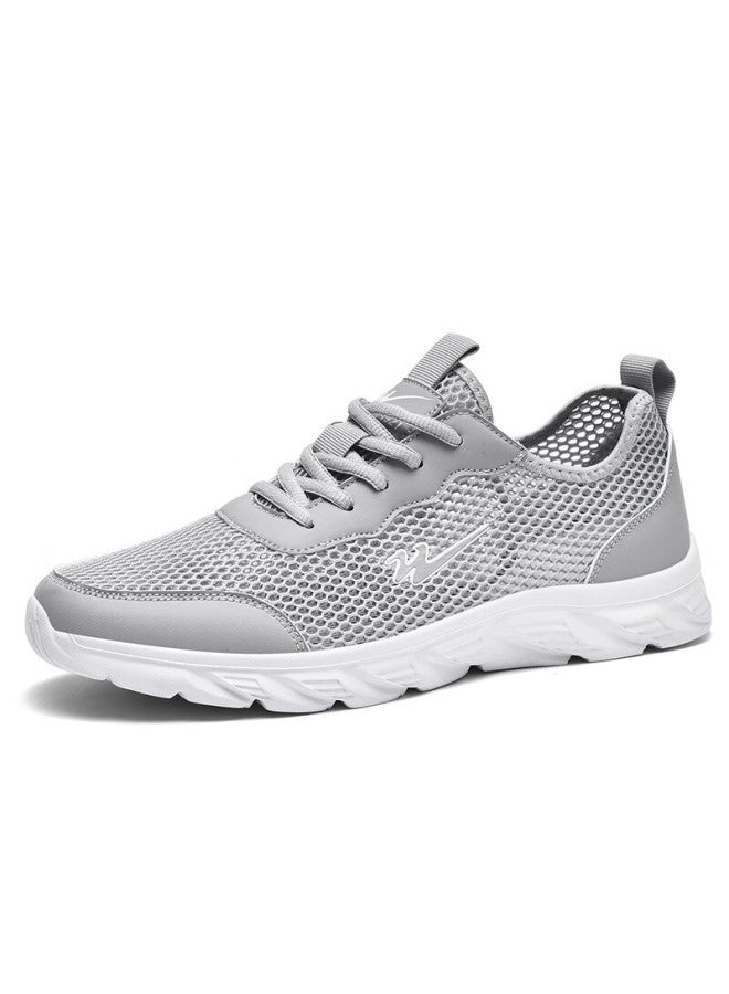 Double Star Eight Special Running Shoes Men's Summer Mesh Breathable Shoes Men's Hollowed-out All-match Work Sports Shoes Gray Size 43 - Image 2