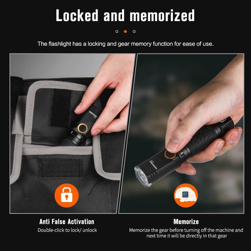 NICRON L71 Tactical Flashlights High Lumens Type-C Rechargeable Magnetic Flashlight 90 Degree Working Light, IP65 Waterproof 1800 Lumens LED 8 Modes Flashlights for Outdoor Camping Emergency - Image 5
