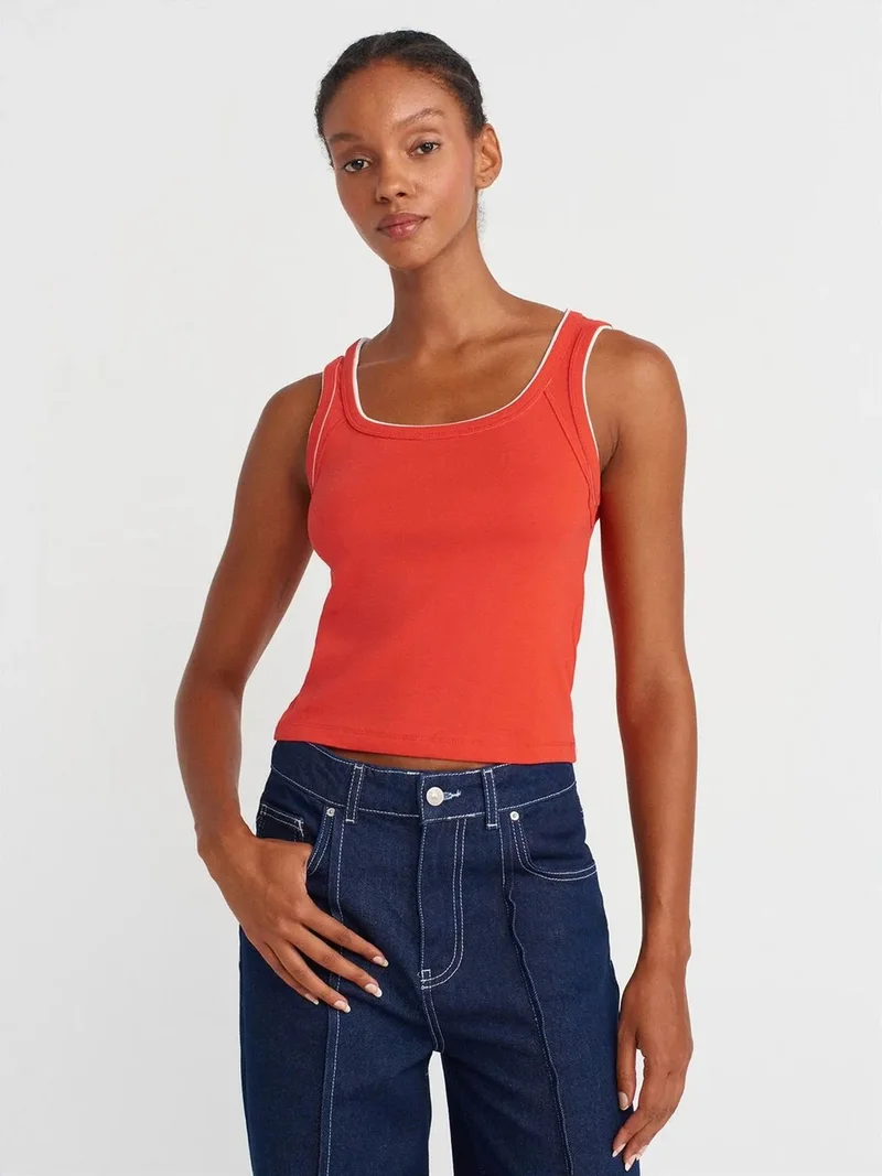 ديلفين DILVIN Women's Ribbed Cotton Cami Blouse