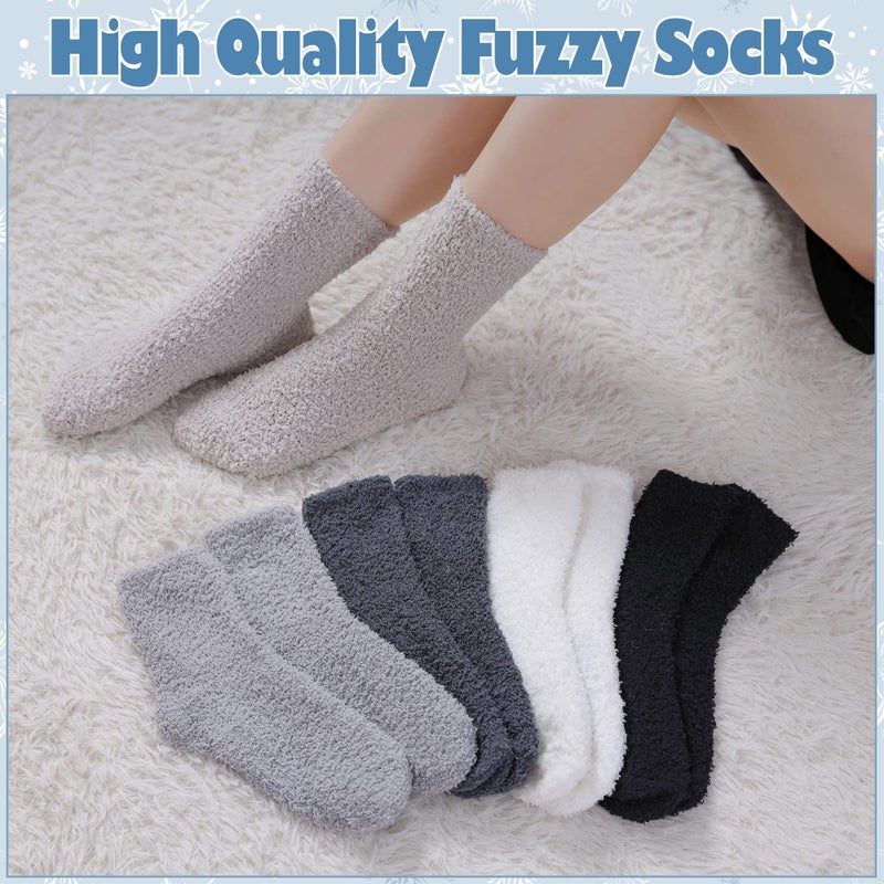 LANLEO 5/6 Pairs Womens Super Soft Fuzzy Plush Warm Winter Home Sleeping Slipper Socks 5 Pairs Solid Color Style - Image 2