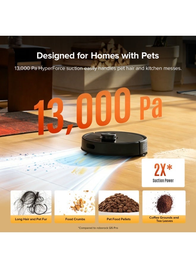 roborock Q7 Pro Max+ Robot Vacuum and Mop Up to 7-9 Weeks Self-Empty 13000Pa Suction Dual Anti-Tangle System for Pet Hair & Carpet PreciSense LiDAR Navigation App Control Black - Image 2