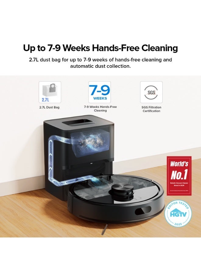 roborock Q7 Pro Max+ Robot Vacuum and Mop Up to 7-9 Weeks Self-Empty 13000Pa Suction Dual Anti-Tangle System for Pet Hair & Carpet PreciSense LiDAR Navigation App Control Black - Image 3