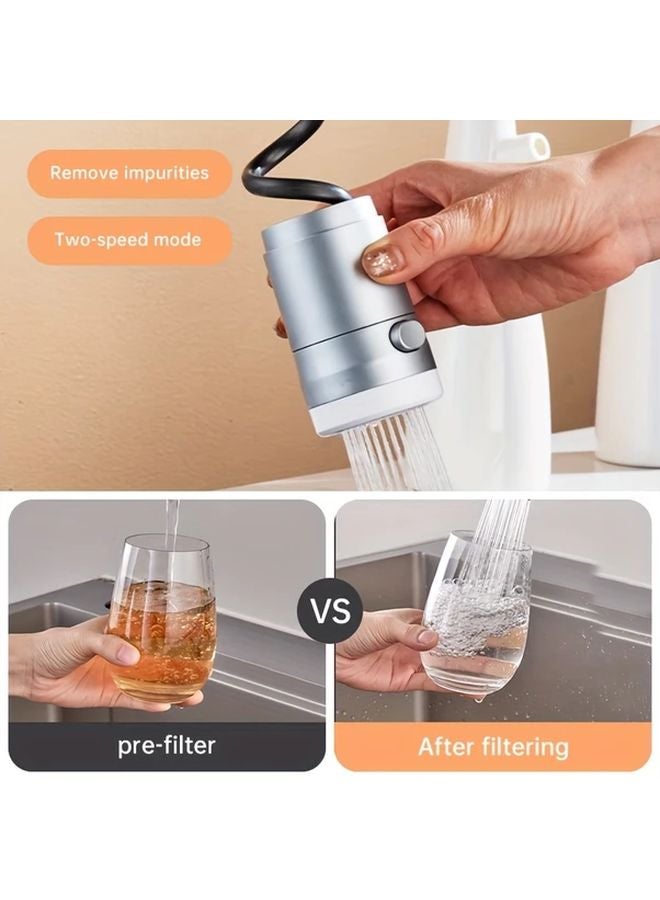 صنبور مطبخ فضي أبيض مع رشاش مرفق، وضعيتان للمياه، قابلة للتدوير 360 درجة، ممتد للأسفل قابل للسحب - Image 3