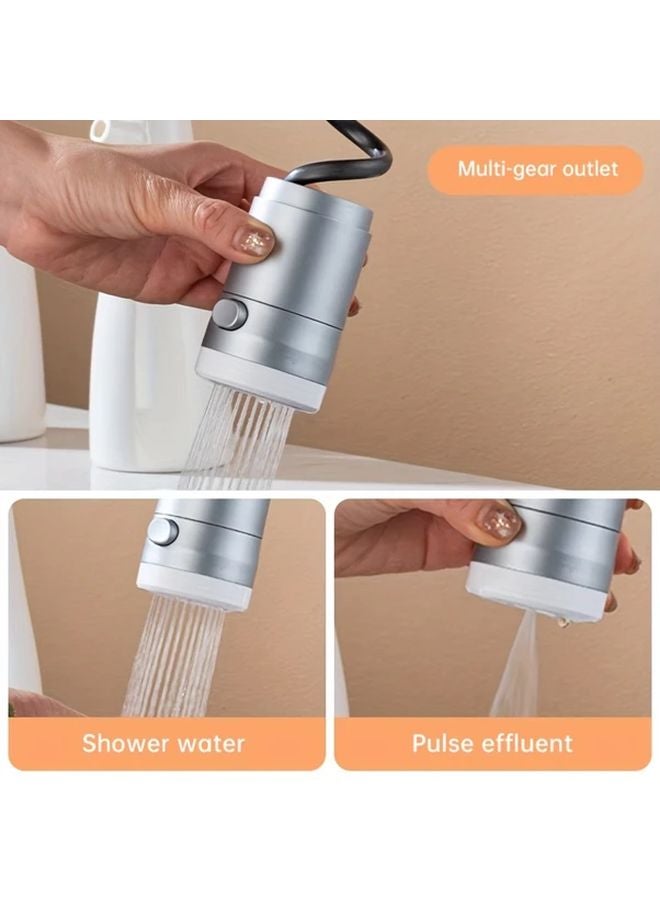 صنبور مطبخ فضي أبيض مع رشاش مرفق، وضعيتان للمياه، قابلة للتدوير 360 درجة، ممتد للأسفل قابل للسحب - Image 5