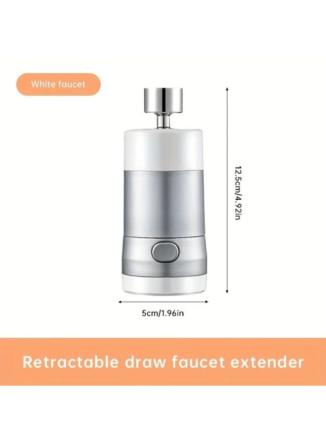 صنبور مطبخ فضي أبيض مع رشاش مرفق، وضعيتان للمياه، قابلة للتدوير 360 درجة، ممتد للأسفل قابل للسحب - Image 4