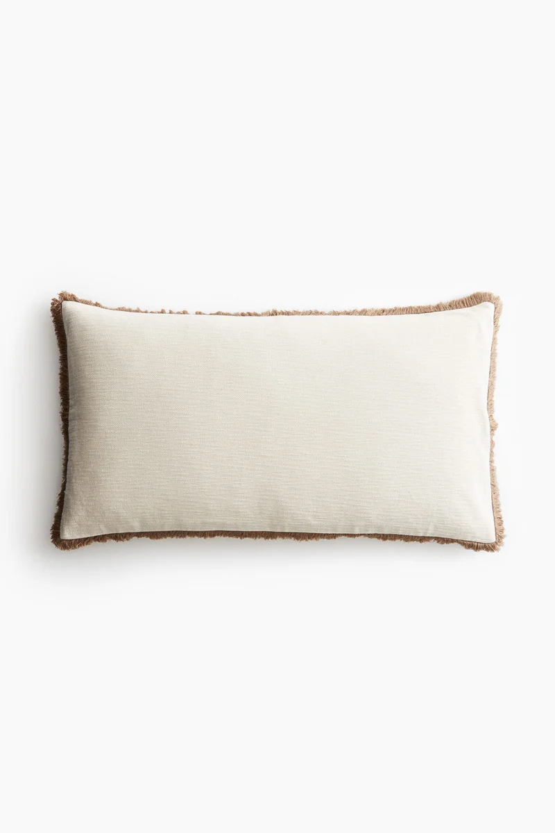 H&M Fringed slub-weave cushion cover