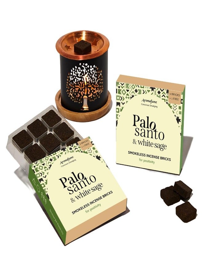 Aromafume Palo Santo & White Sage Smokeless Incense Bricks & Tree of Life Burner | 2x9 Bricks | Aromatherapy | Essential Oils Based | Natural Air fresheners for Home | Spiritual Smudging Meditation Accessories - Image 1