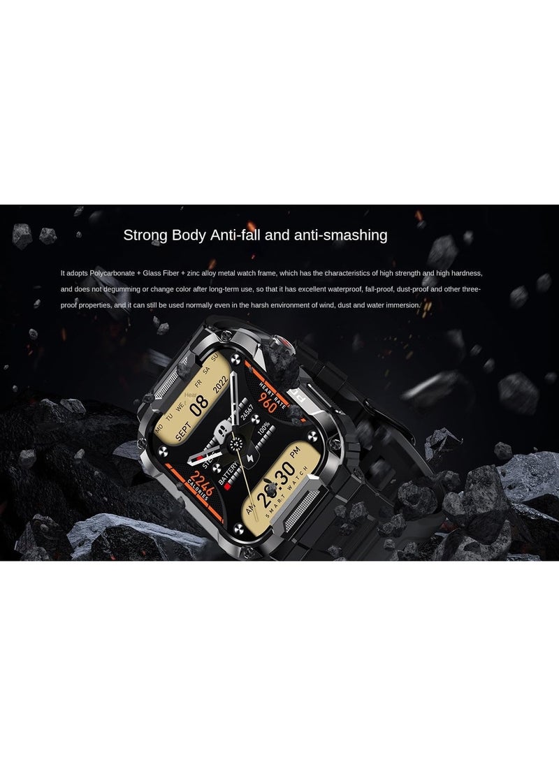 MK66 Military Smartwatch with Bluetooth Call, Waterproof Smart Sport Watches Rugged Outdoor Men's Watch for iPhone Android Smartwatch with Heart Rate Monitor (Black) - Image 5