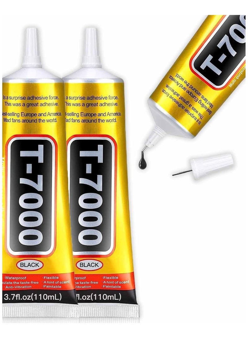 2pcs T-7000 Black Adhesive Glue, All-Purpose Glue 110ml, High-Performance Waterproof Adhesive for Precision Repairs, Super Strong Instant Glue Gel Perfect for Phone, Electronics, Jewelry, and Crafts - Image 1