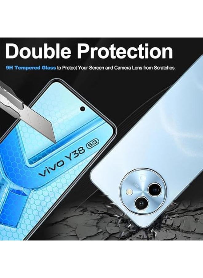 erorex - Screen Protector Compatible With Vivo Y38 5G, 2 Pack Tempered Glass Protector Plus 2 Pack Camera Lens Protector, Easy To Install, Anti Scratch, 9H Hardness Tempered Glass - Image 1