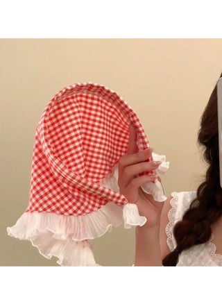 Boho Headscarf Headband with a classic checkered design, adorned with soft ruffles on the edges to add an attractive feminine touch. Perfect for casual and rustic looks, adding a touch of elegance and softness to any outfit. - pzsku/Z4B922CAE8E7E70B116ABZ/45/1741697443/c1228d04-fff3-4efd-9067-18daf99038fa