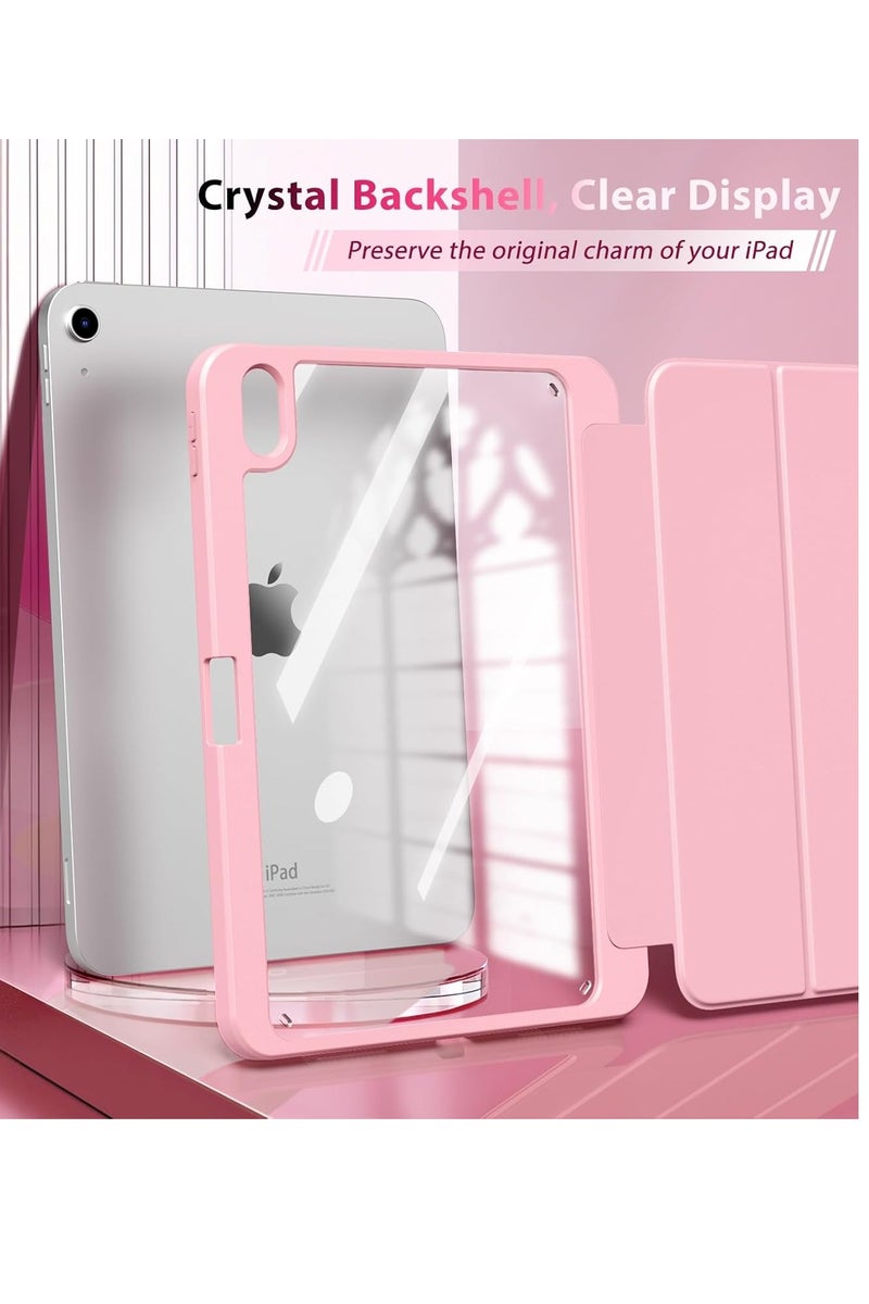 يويو تيك حافظة لجهاز iPad (A16) الجيل الحادي عشر 11 بوصة 2025، حافظة لجهاز iPad الجيل العاشر 10.9 بوصة 2022 مع حامل قلم، غطاء واقٍ رفيع مع غطاء خلفي شفاف، خاصية الإيقاظ/السكون التلقائي - وردي - Image 4