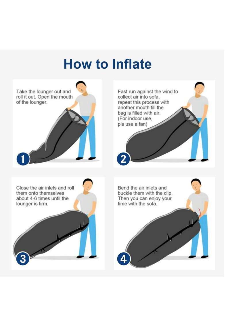 KASTWAVE - Inflatable Lounger, Portable Inflatable Couch Mesh Hollow Air Hammock Anti Leakage Air Chair for Outdoor Camping Hiking Beach Traveling Music Festivals Backyard, No Pump Required (Orange) - Image 1