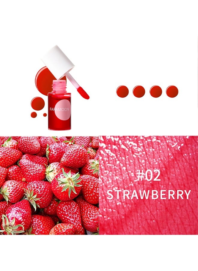 فافمون طقم بقع صبغة الشفاه ، صبغة ماء سائلة صغيرة ، ملمع شفاه كوري مرطب طبيعي ، مقاوم للماء يدوم طويلا ، صبغة شفاه وخد متعددة الاستخدامات # 02 فراولة - Image 2