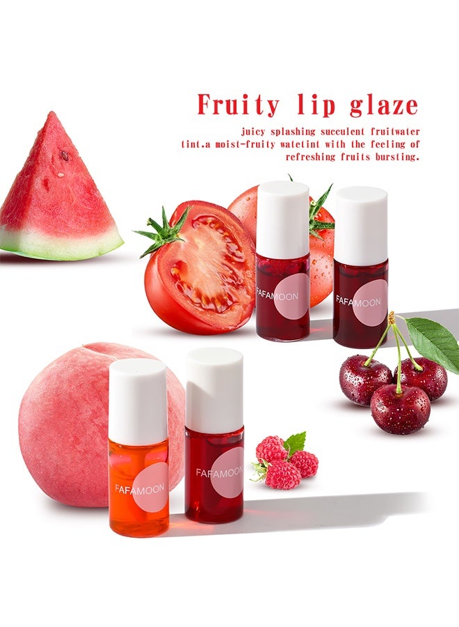 فافمون طقم بقع صبغة الشفاه ، صبغة ماء سائلة صغيرة ، ملمع شفاه كوري مرطب طبيعي ، مقاوم للماء يدوم طويلا ، صبغة شفاه وخد متعددة الاستخدامات # 02 فراولة - Image 5