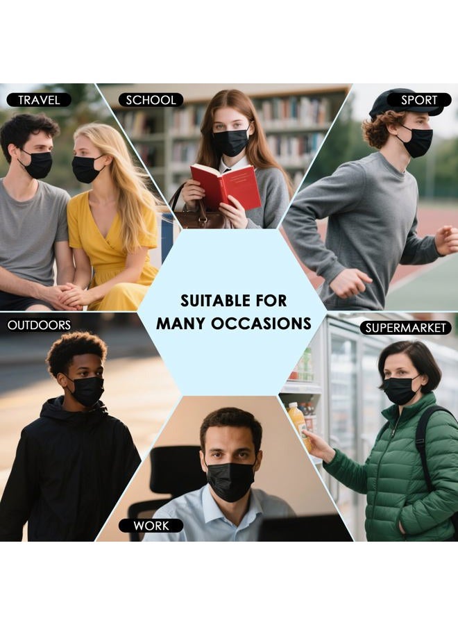 NNPCBT 100PCS 3 Ply Black Disposable Face Mask Filter Protection Face Masks - Image 5