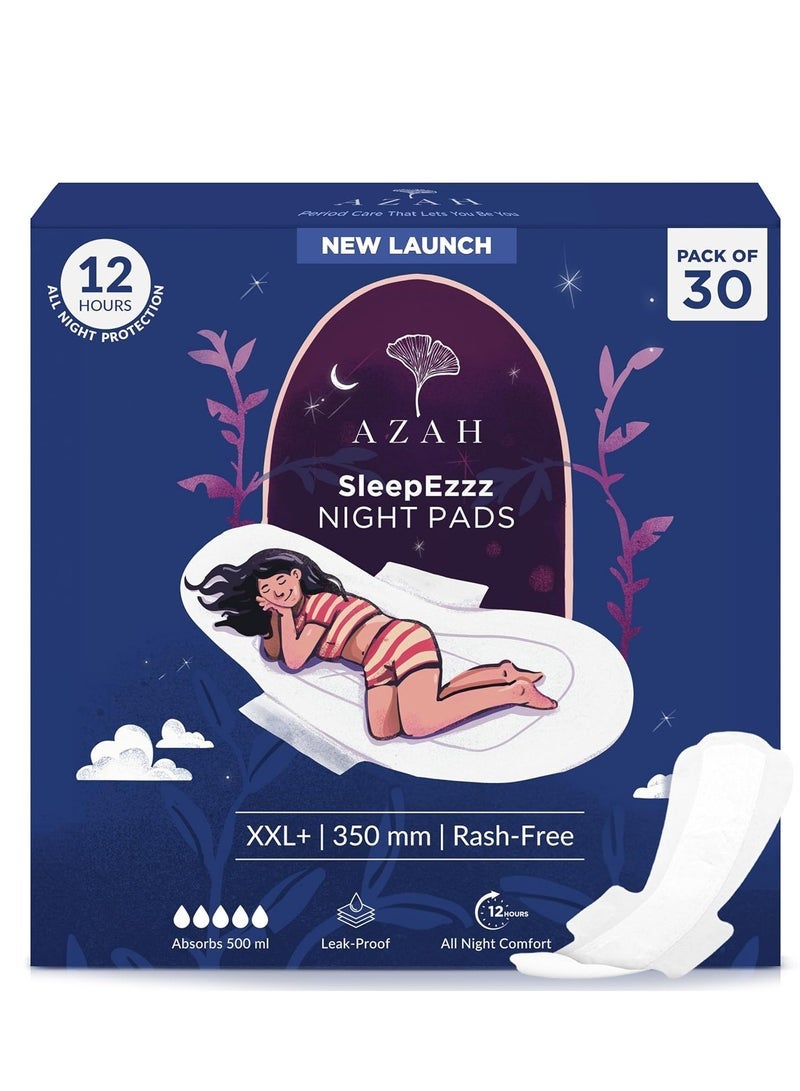 Azah XXL+ Sanitary Napkins for Women [Pack of 30] | 350MM Large Night Pads | Cottony Soft Sanitary Pads for Women | XXL+ Pads for Women | Leak Proof for Overnight Protection | Extra Long & Wide Back - Image 1