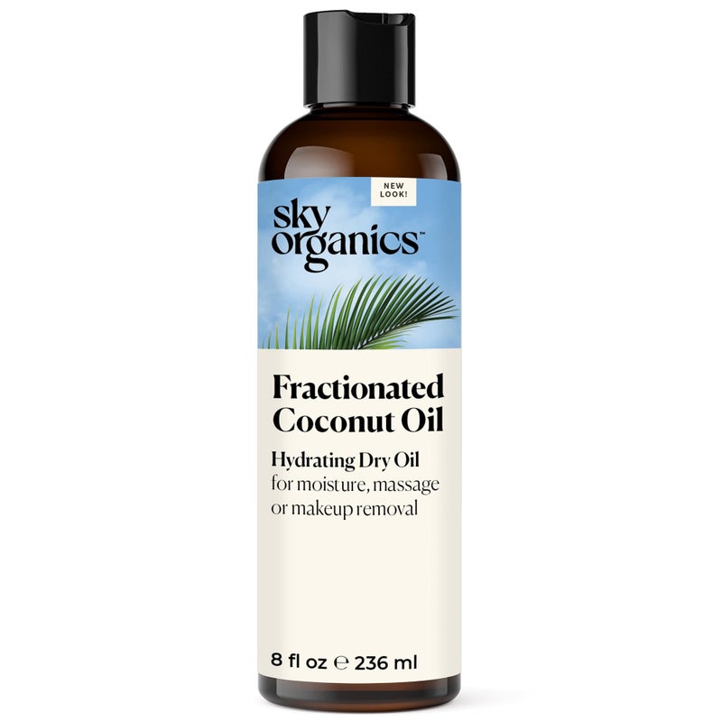 Sky Organics Sky Organics Fractionated Coconut Oil, Hydrating Dry Oil for Moisture, Massage and Makeup Removal, Suitable for All Skin Types, 100% Pure and Cold Pressed Multipurpose Body and Face Oil, 8 fl. Oz - Image 1