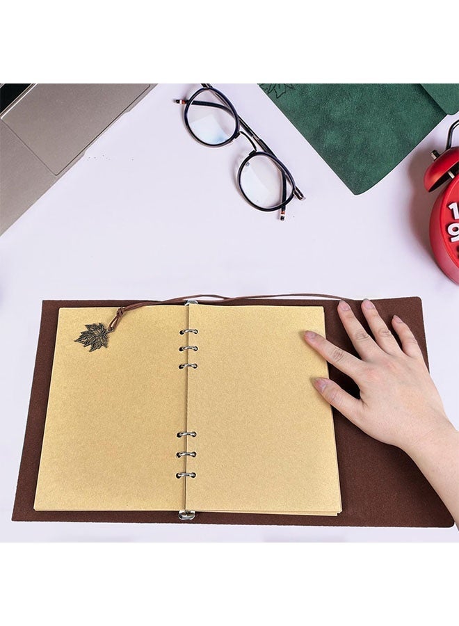 Leather Writing Journal Notebook, Classic Spiral Bound Notebook Refillable Diary Sketchbook Gifts with Unlined Travel Journals to Write in for Girls and Boys(Leaves,A6/Dark Green) - Image 4