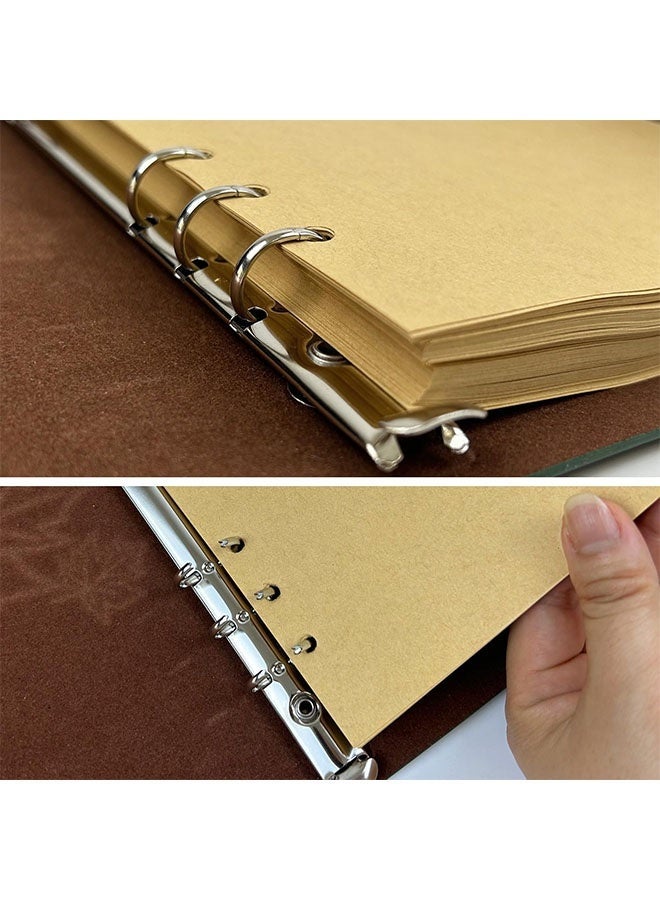 Leather Writing Journal Notebook, Classic Spiral Bound Notebook Refillable Diary Sketchbook Gifts with Unlined Travel Journals to Write in for Girls and Boys(Leaves,A6/Dark Green) - Image 3