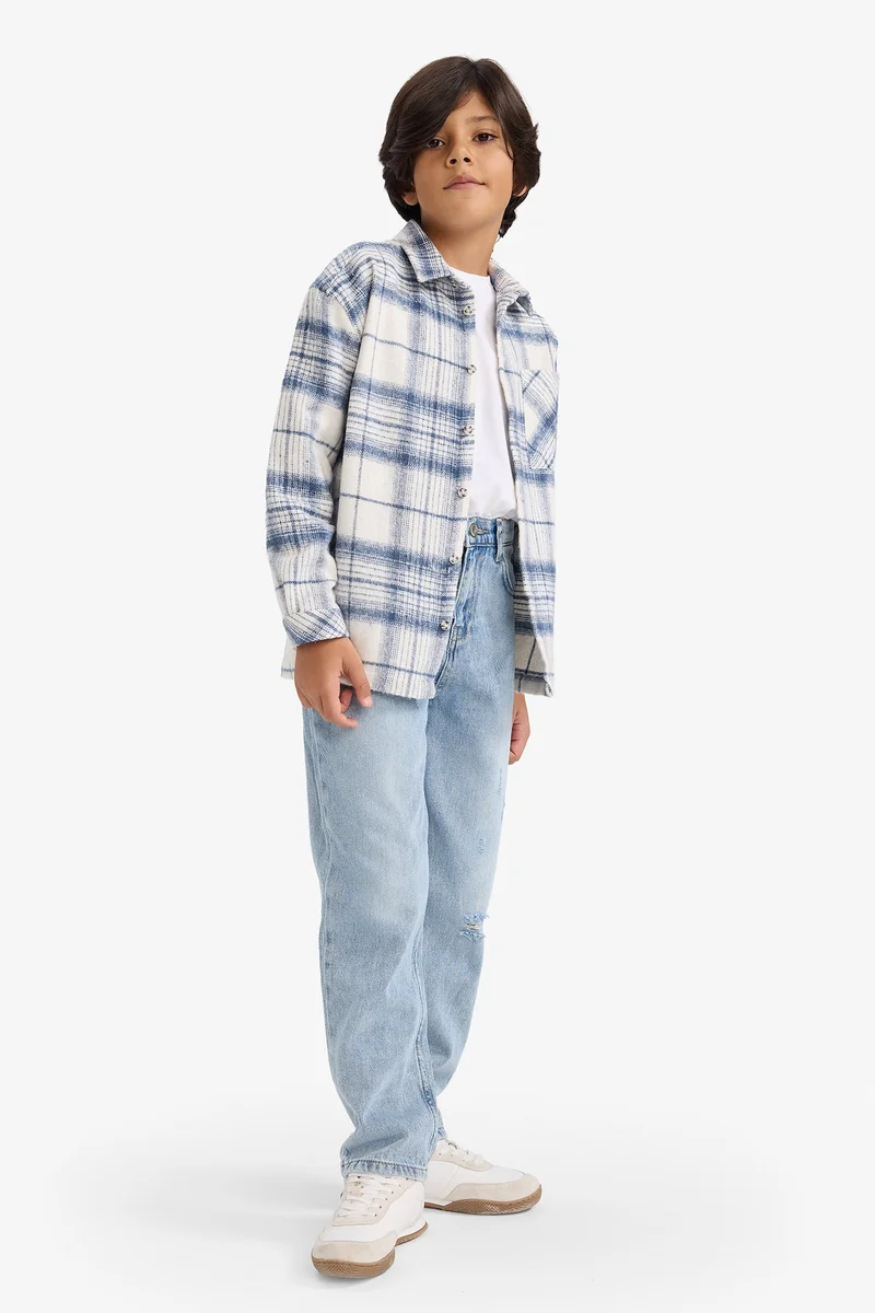 Defacto Oversize Fit Plaid Long Sleeve Shirt