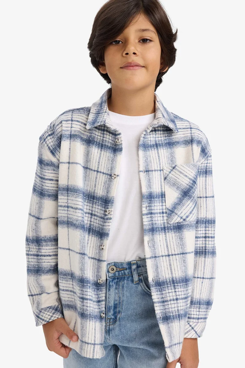 Defacto Oversize Fit Plaid Long Sleeve Shirt