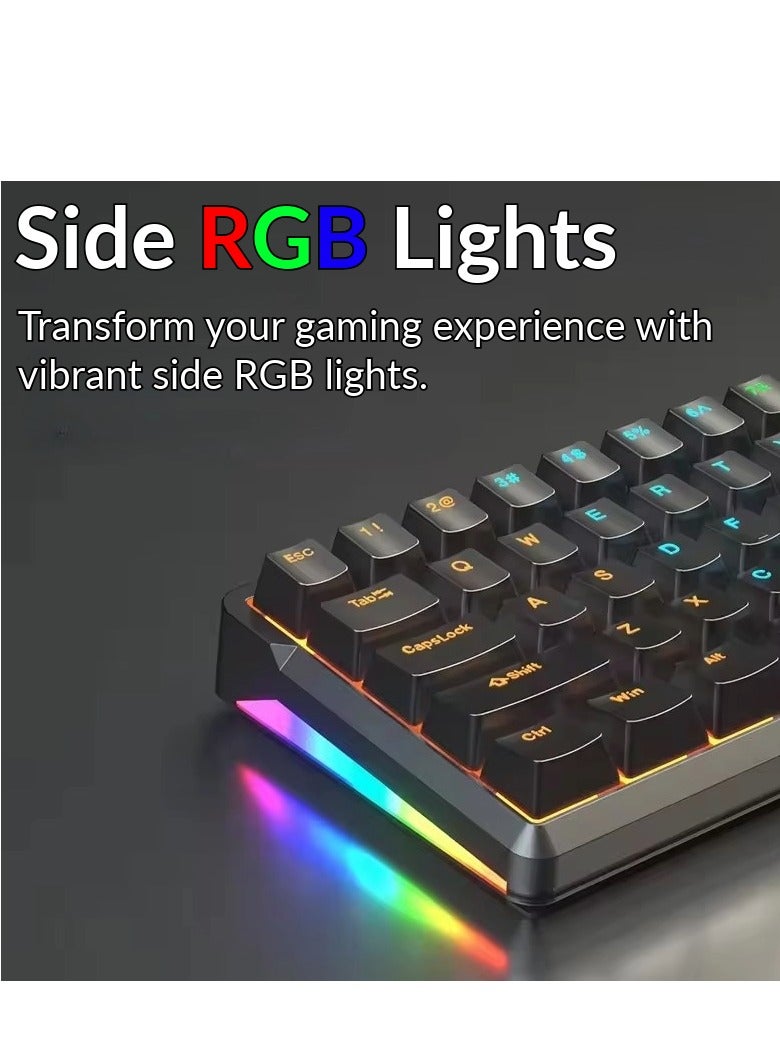كيبورد العاب ميكانيكي، 68 مفتاح، مفتاح احمر/ازرق، اضواء RGB، عربي، سلكي USB نوع C، مقاوم للماء والغبار أبيض إنجريدي - مفتاح احمر - Image 3