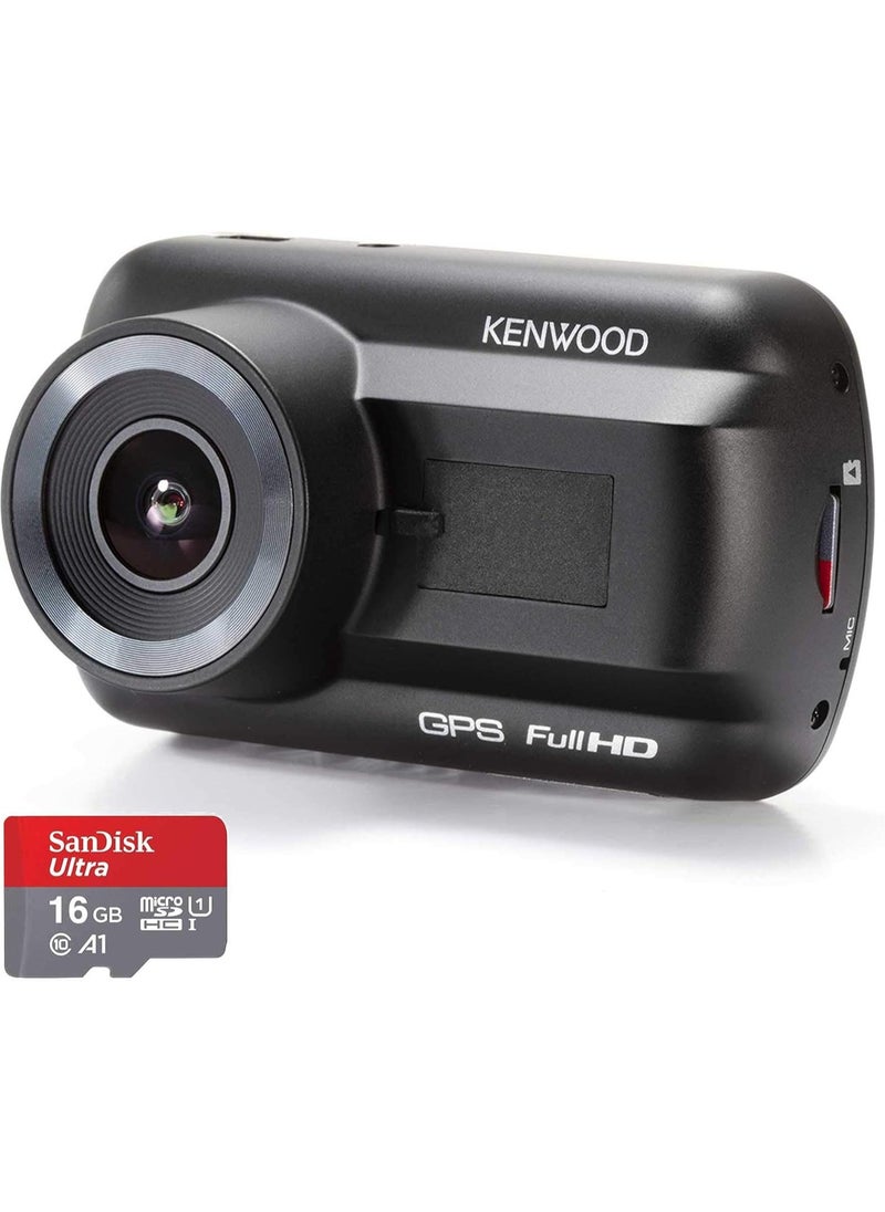 KENWOOD DRV-A201 Full HD Dash Cam with 3-Axis G-sensor and GPS + 16GB Micro SD Card  - Image 1