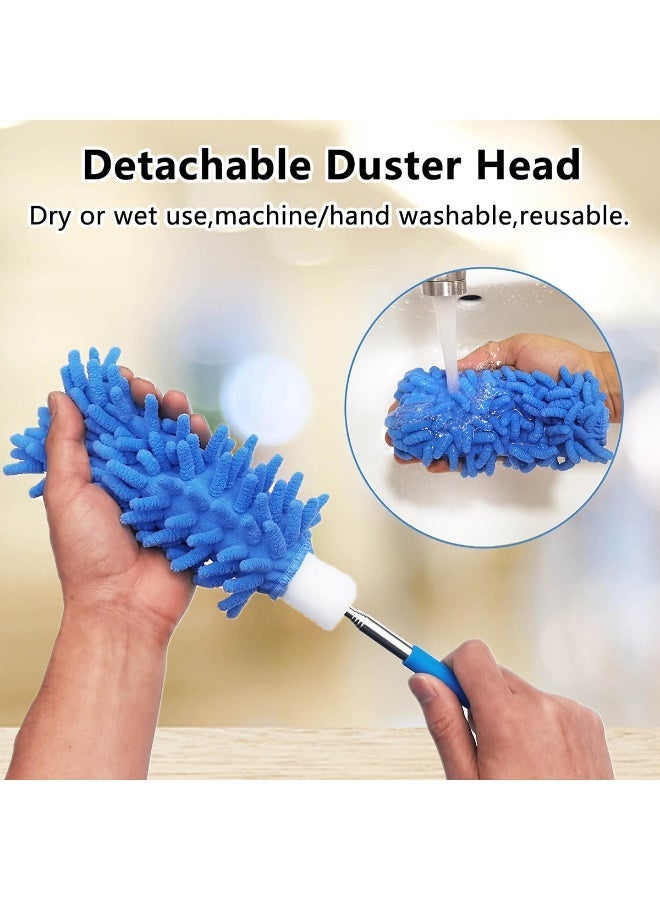 Extendable Microfiber Chenille Duster with Stainless Steel Telescopic Handle Adjustable Length 25–74cm Washable Removable Dusting Head Non-Slip Grip for Home Car Furniture Ceiling Fan Cleaning - Image 5