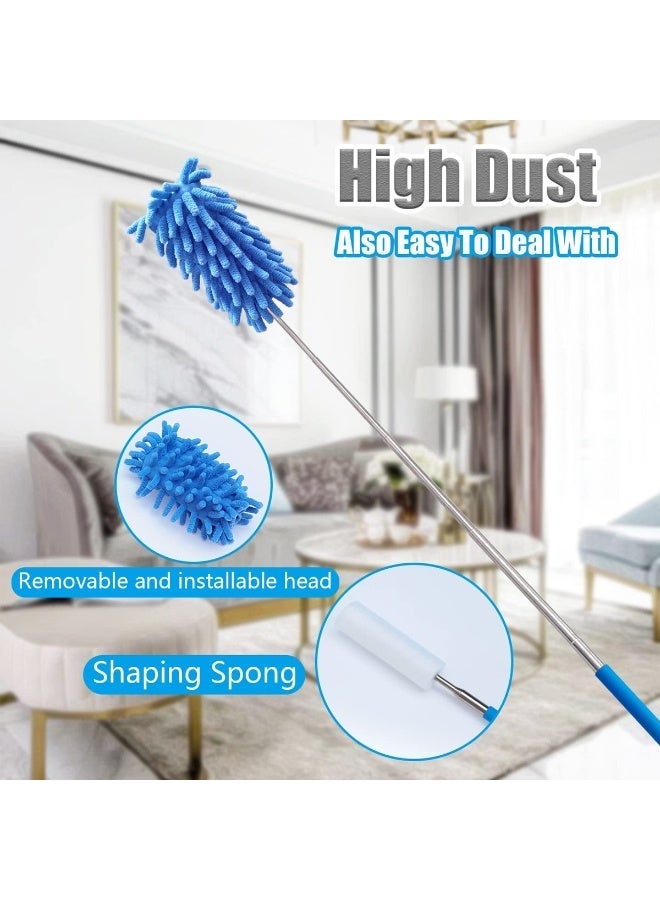 Extendable Microfiber Chenille Duster with Stainless Steel Telescopic Handle Adjustable Length 25–74cm Washable Removable Dusting Head Non-Slip Grip for Home Car Furniture Ceiling Fan Cleaning - Image 4