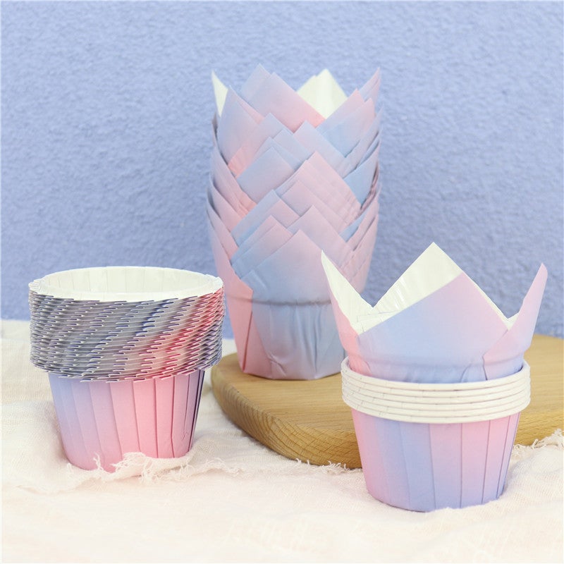 Tulip Gradient Lace Mofen Cake Cup High Temperature Resistant Oil-Proof Film Dream Purple Mofen Paper Holder - Image 5