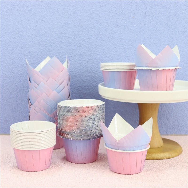 Tulip Gradient Lace Mofen Cake Cup High Temperature Resistant Oil-Proof Film Dream Purple Mofen Paper Holder - Image 3