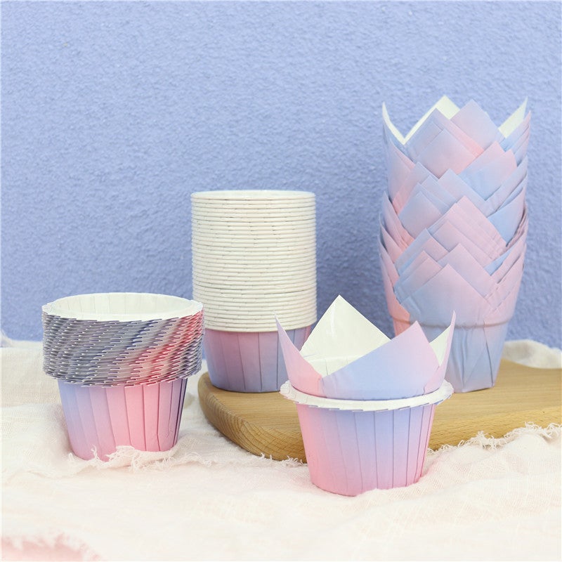 Tulip Gradient Lace Mofen Cake Cup High Temperature Resistant Oil-Proof Film Dream Purple Mofen Paper Holder - Image 4