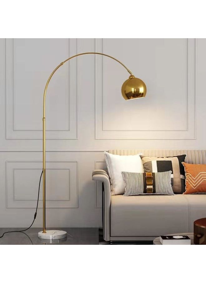 Italian Light Luxury Floor Lamp Living Room Atmosphere Lamp Bedroom Internet Famous Nordic Fishing Lamp Minimalist Sofa Vertical Table Lamp-Light Source Power:Warm Light-Light Color:Large Gold-