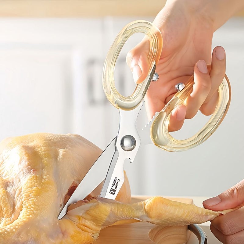 High Quality Kitchen Scissors Stainless Steel Multifunctional With Transparent Handle For Cutting Chicken Bones Fish Salads Vegetables Deli Meats Home And Office Use - Image 5