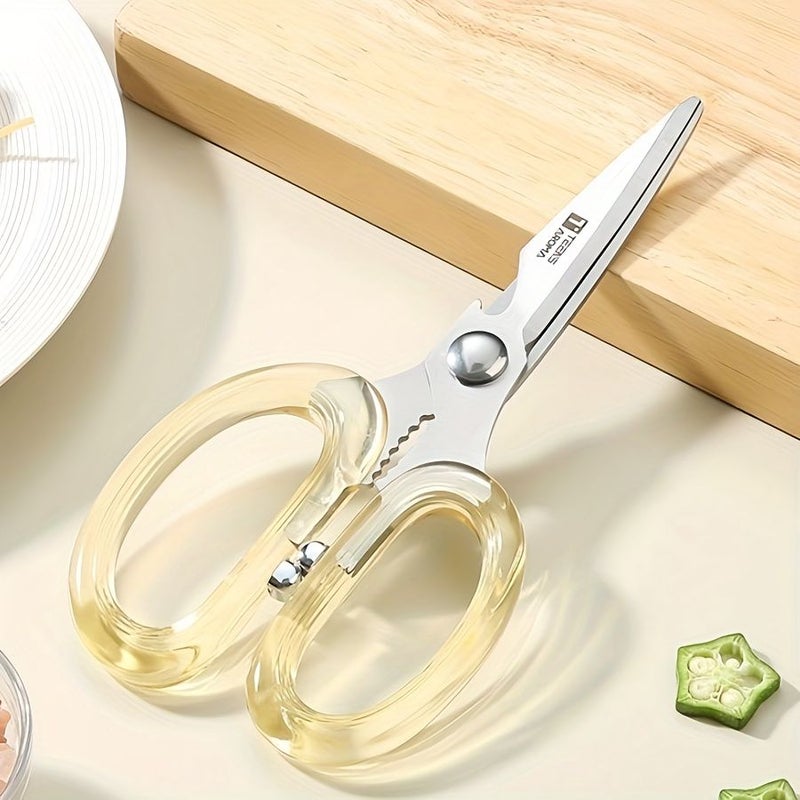 High Quality Kitchen Scissors Stainless Steel Multifunctional With Transparent Handle For Cutting Chicken Bones Fish Salads Vegetables Deli Meats Home And Office Use - Image 1